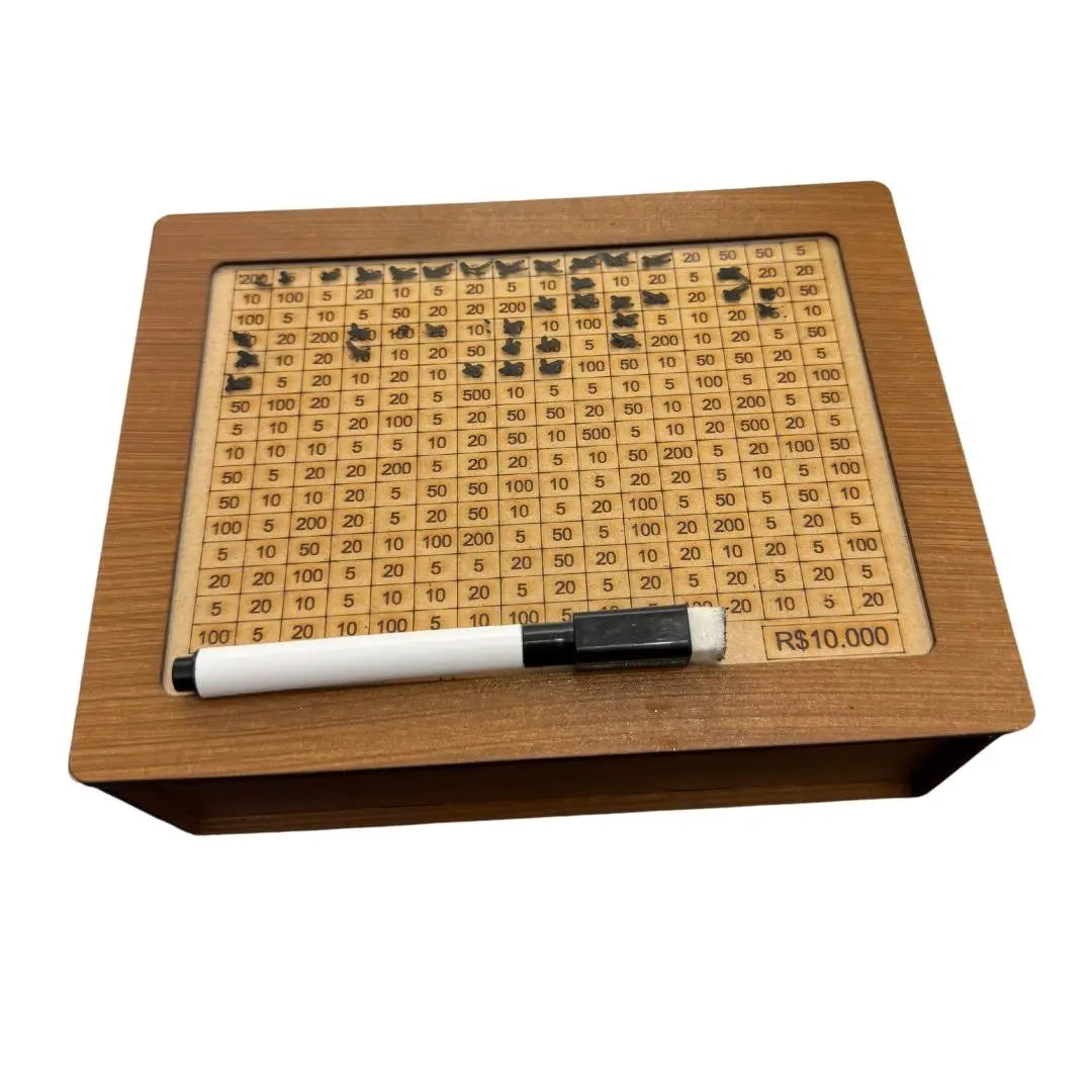 WoodBox - Cofre Desafio Dos 10K (Método Japonês Kakeybo) Escolha seu Objetivo!