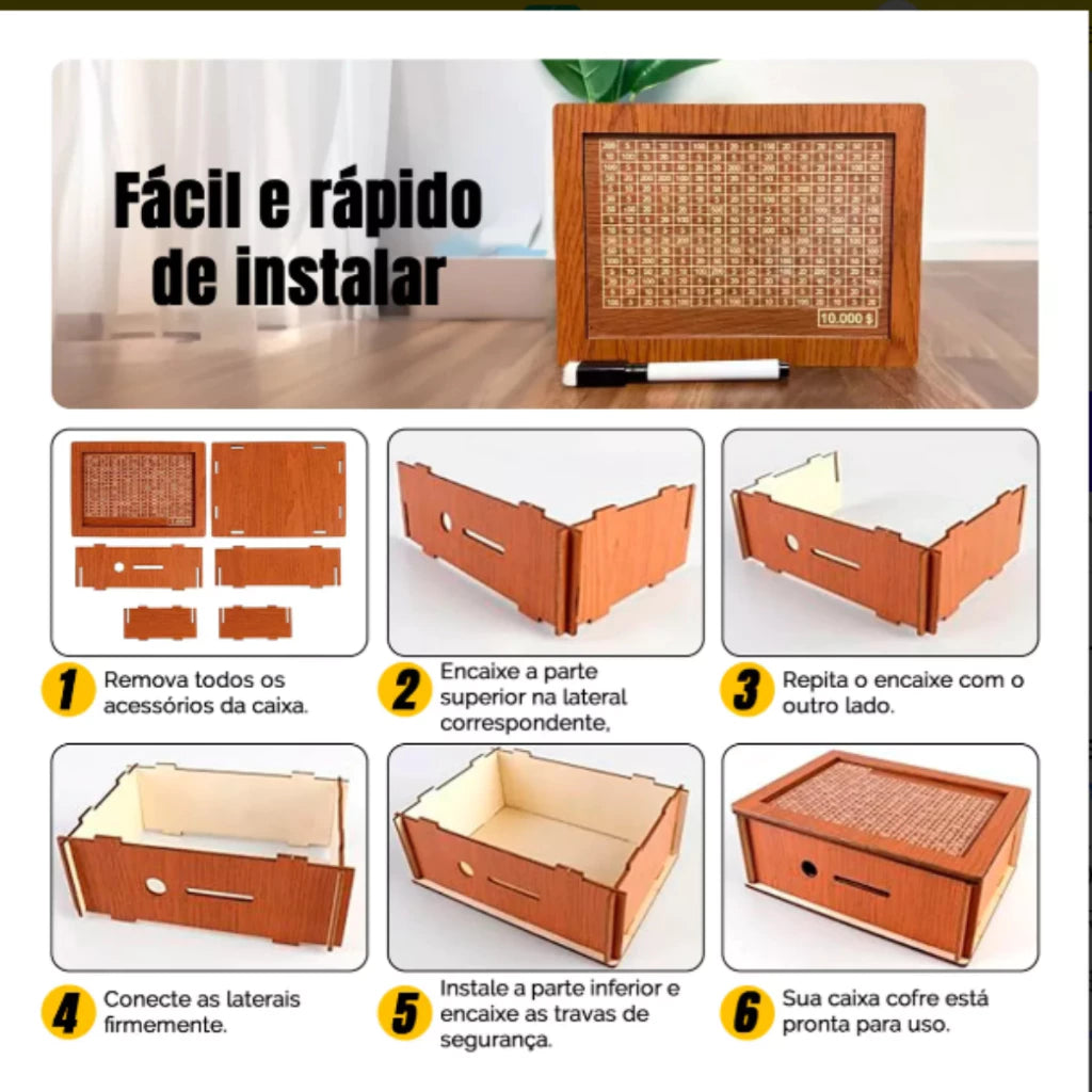 WoodBox Decorativo - Guarde dinheiro usando o método japonês
