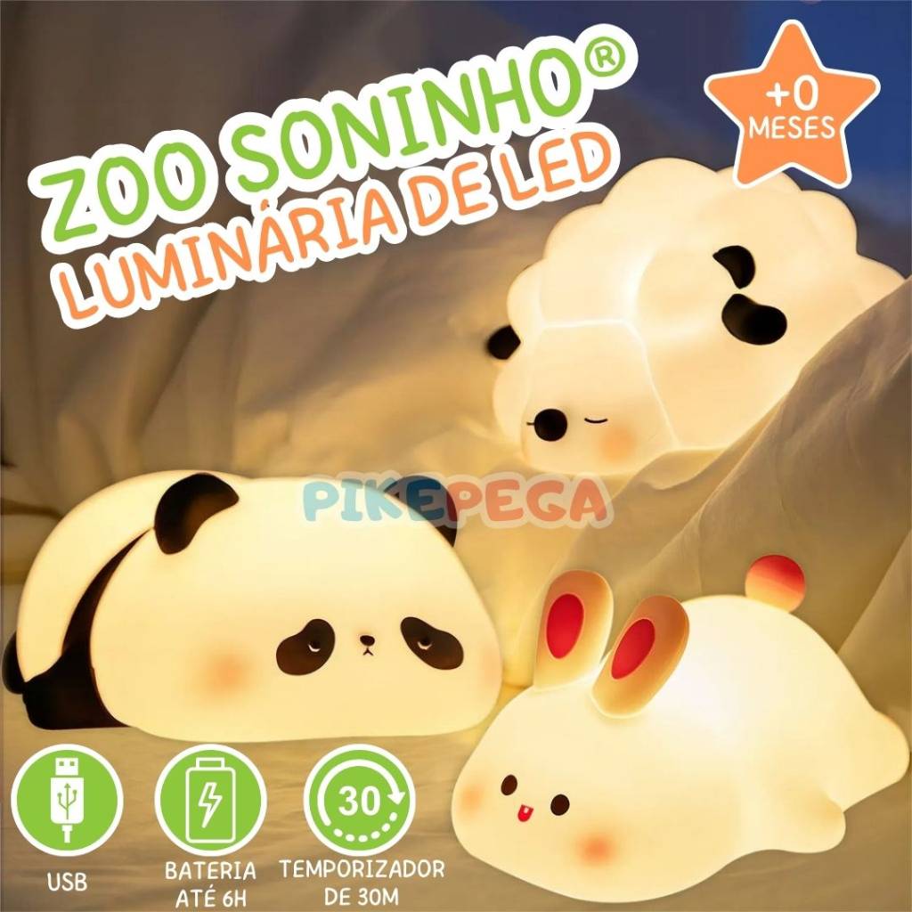 Zoo Soninho®- Luminárias de Led Infantil