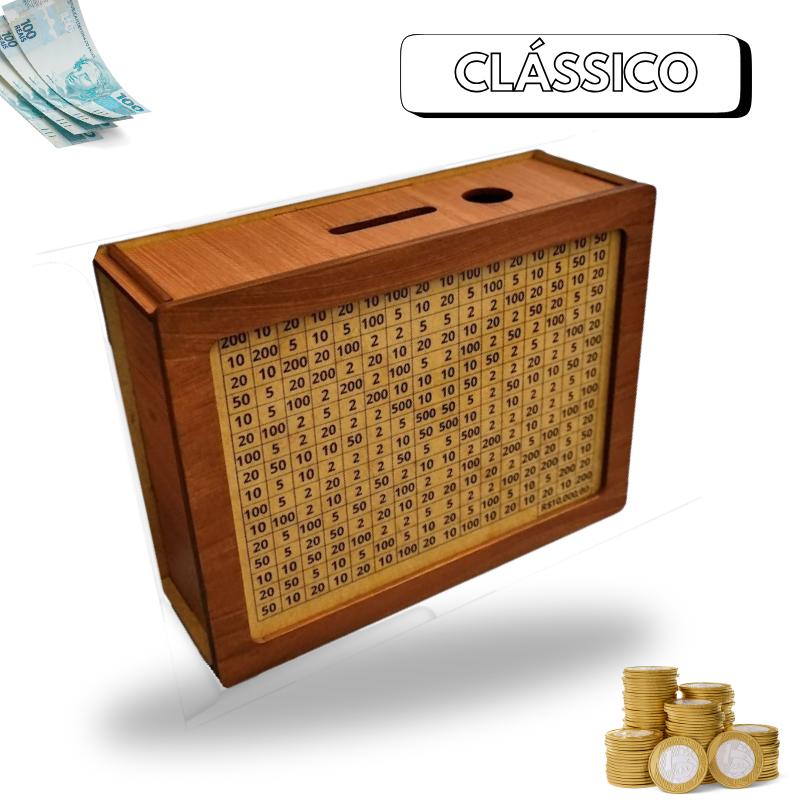 WoodBox - Cofre Desafio Dos 10K  (Método Japonês Kakeybo) Escolha seu Objetivo!